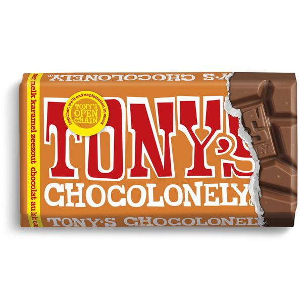 Tony's chocolonely Melk Karamel Zeezout voorkant