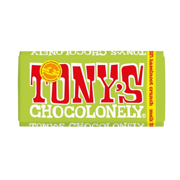 Tony's chocolonely melkchocolade hazeln crunch achterkant
