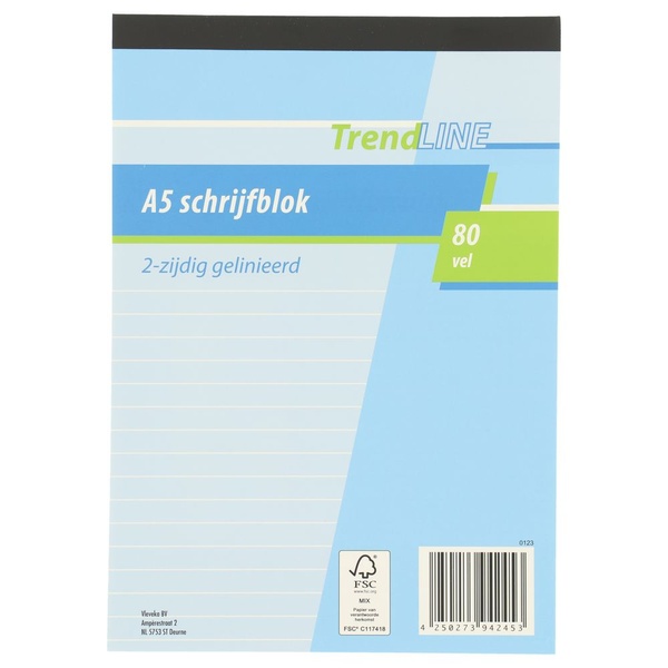 Trendline schrijfblok A5 voorkant