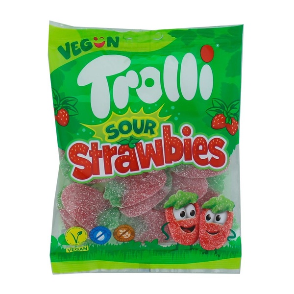 Trolli snoep strawberries sour voorkant