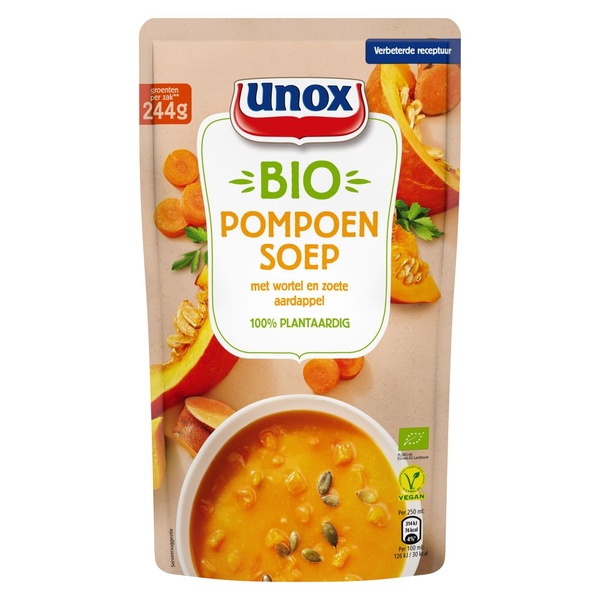 Unox Biologische soep in zak pompoensoep voorkant