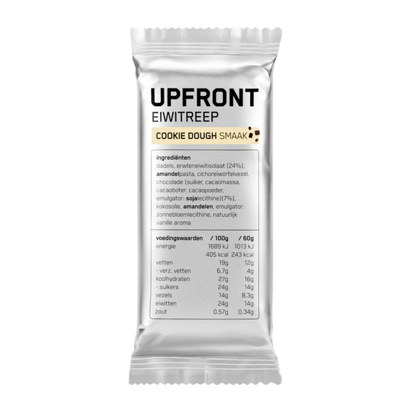 Upfront Eiwitreep Cookie dough vegan voorkant