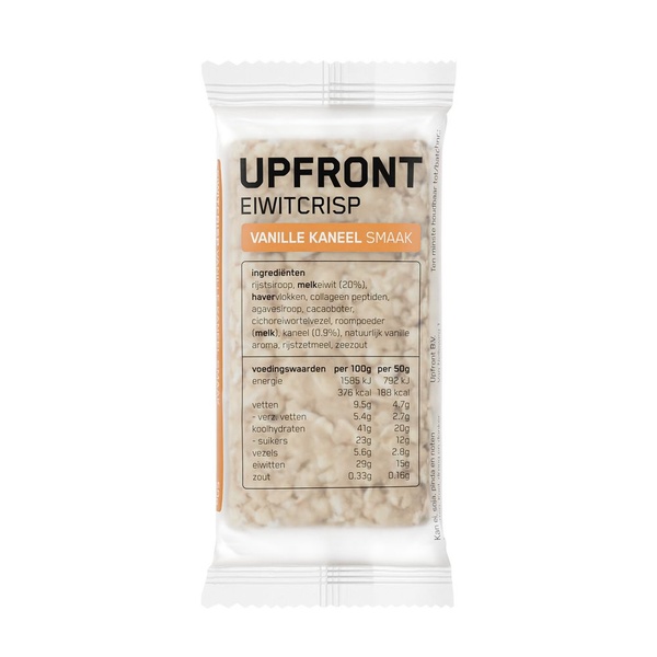Upfront eiwitreep crisp vanille kaneel voorkant