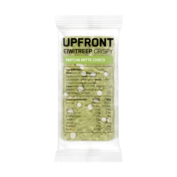Upfront Upfront Eiwitreep Crispy Matcha Witte Choco voorkant