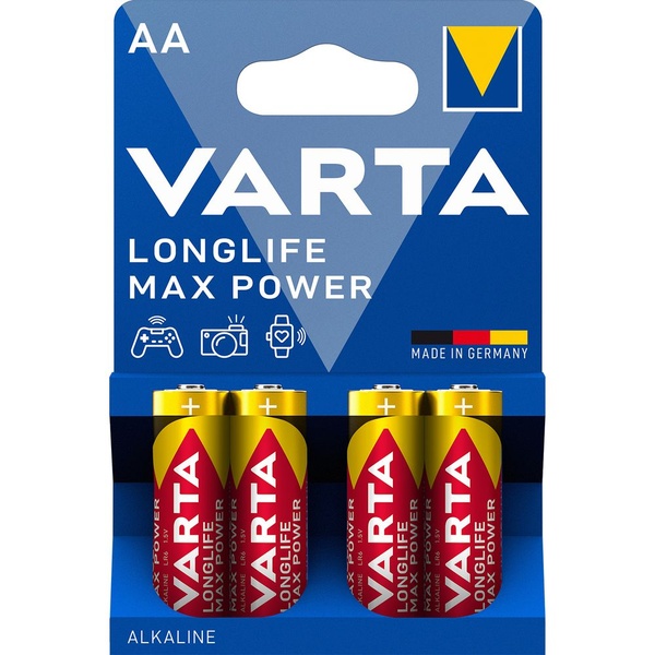 Varta longlife max power AA 4 stuks voorkant