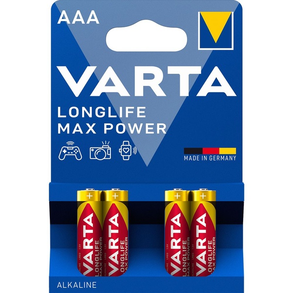 Varta longlife max power AAA 4 stuks voorkant