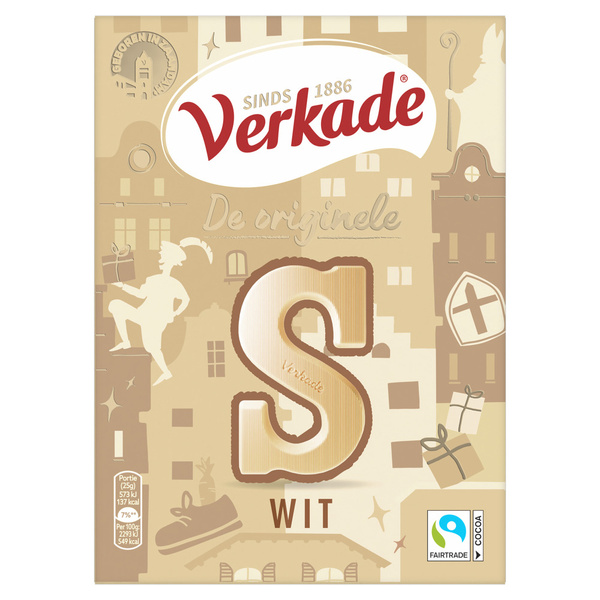 Verkade chocoladeletter wit S voorkant
