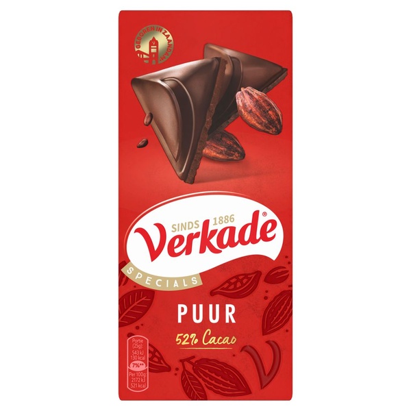 Verkade chocoladereep puur voorkant