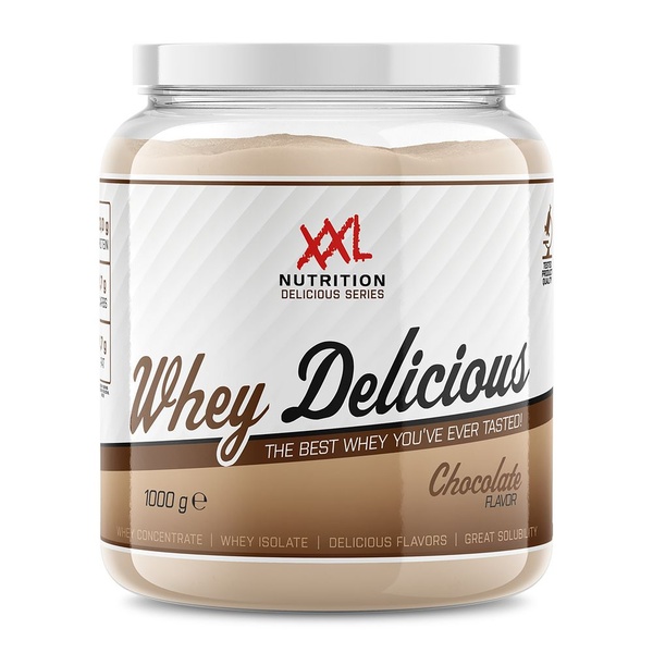 XXL Nutrition whey delicious chocolade voorkant