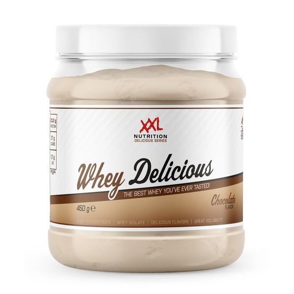 XXL Nutrition whey delicious chocolade voorkant