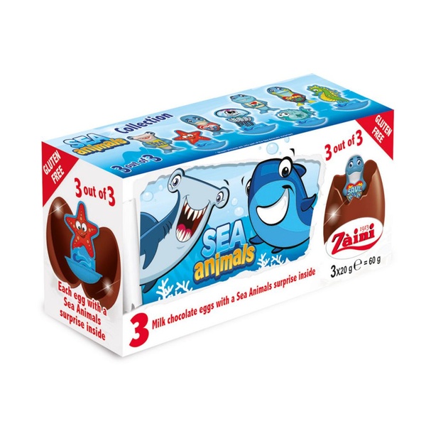 Zaini chocolade verrassingseieren zeedieren voorkant
