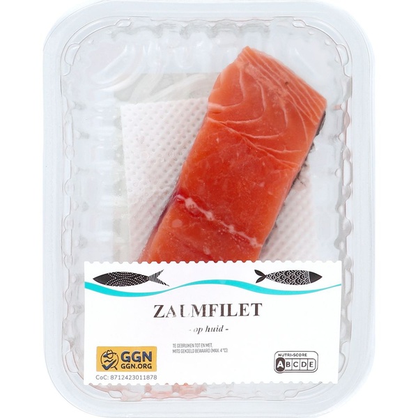 zalm filet op huid voorkant