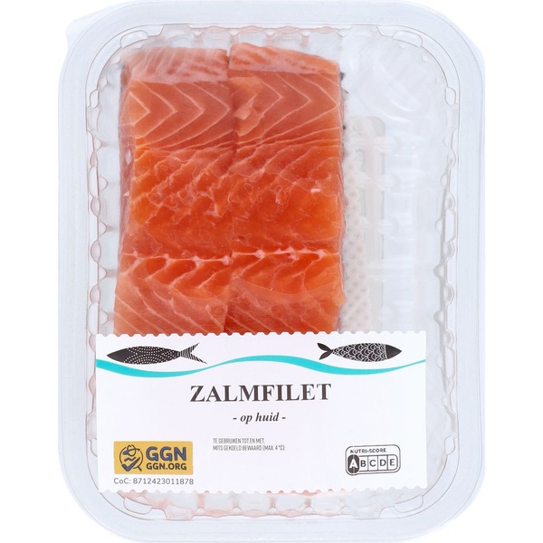 zalm filet op huid voorkant