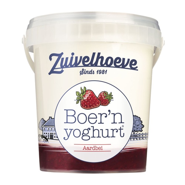 Zuivelhoeve boer'n yoghurt aardbei voorkant